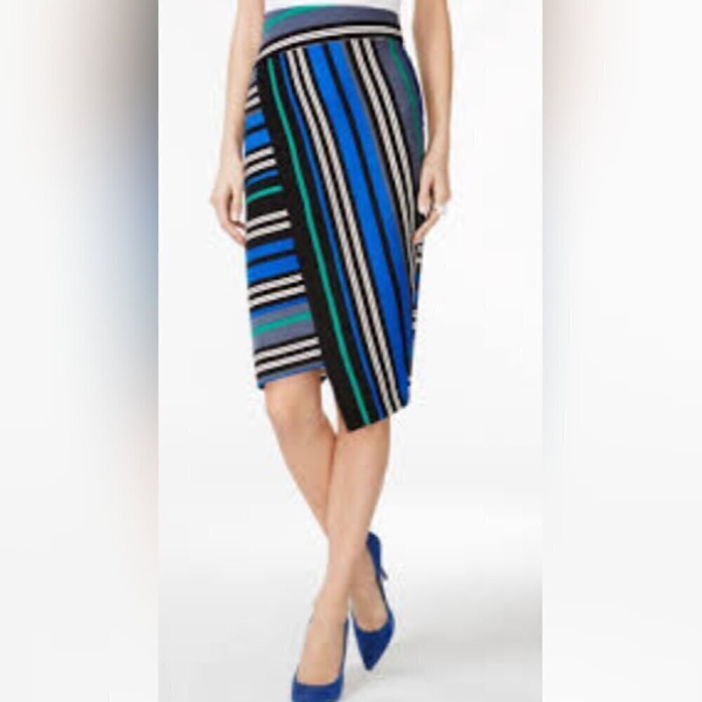 Striped Blue and Green Women's Skirt